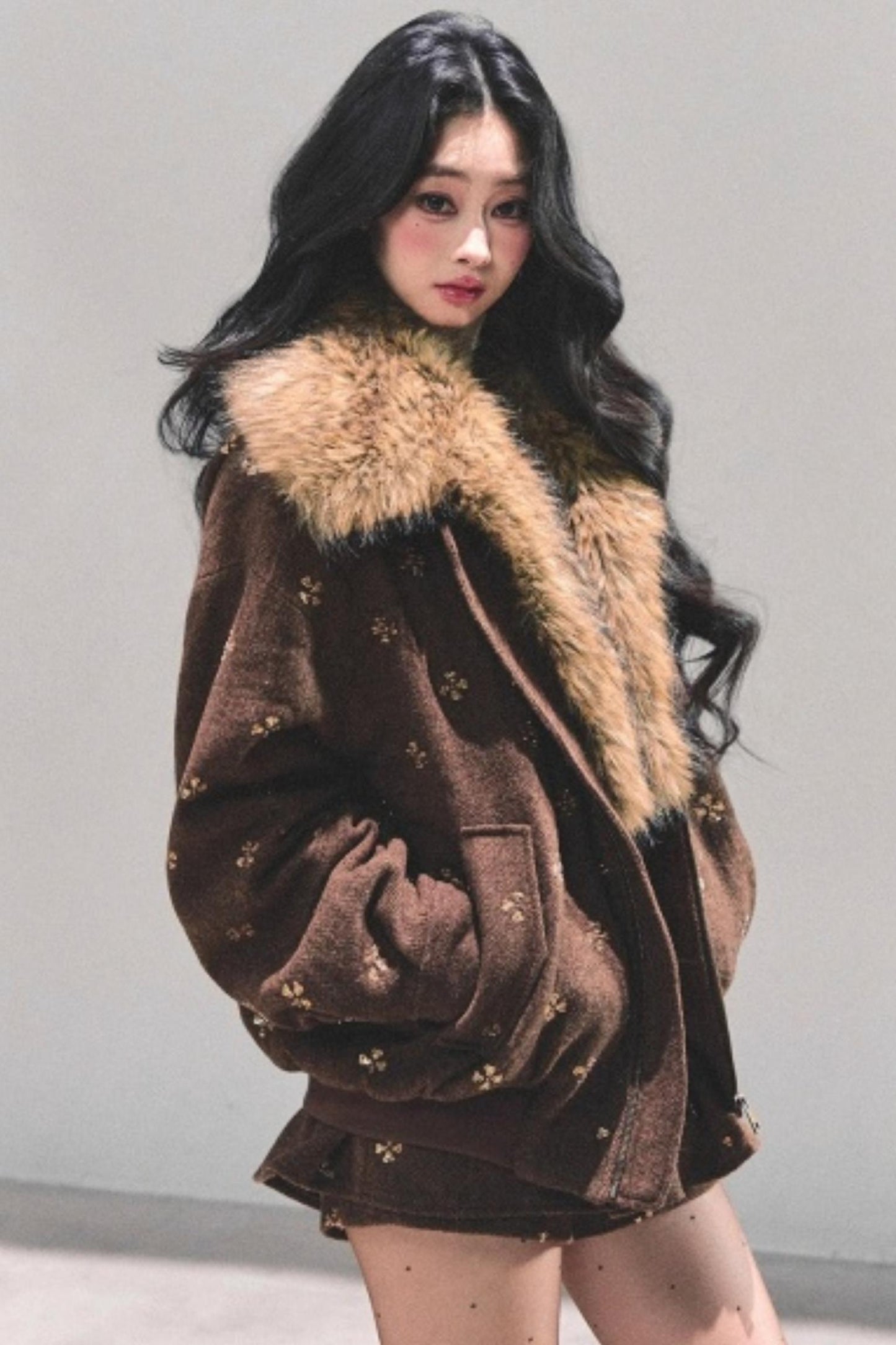 Maillard Wool Jacket With Skirt Set-Up