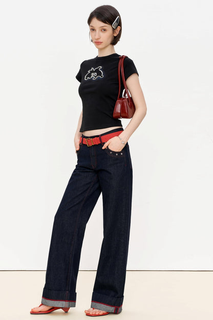 High-Waisted Loose Jeans
