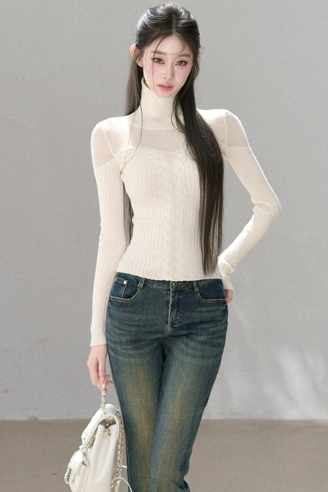 Wool Blend Hollow Knit Top