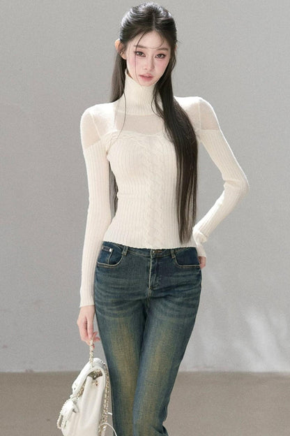Wool Blend Hollow Knit Top