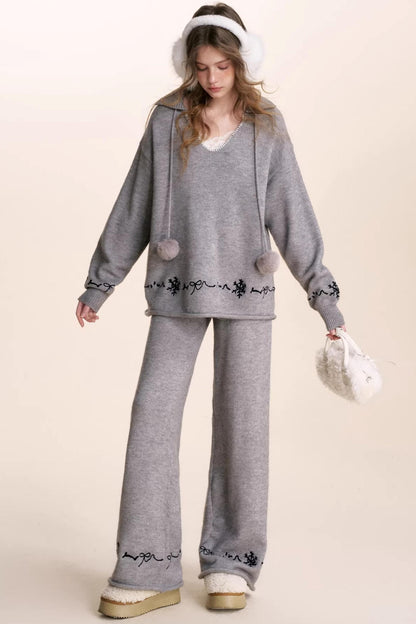 Snowflake Embroidered Knit Set-Up