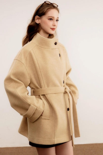 Stand-Up Collar Woolen Coat