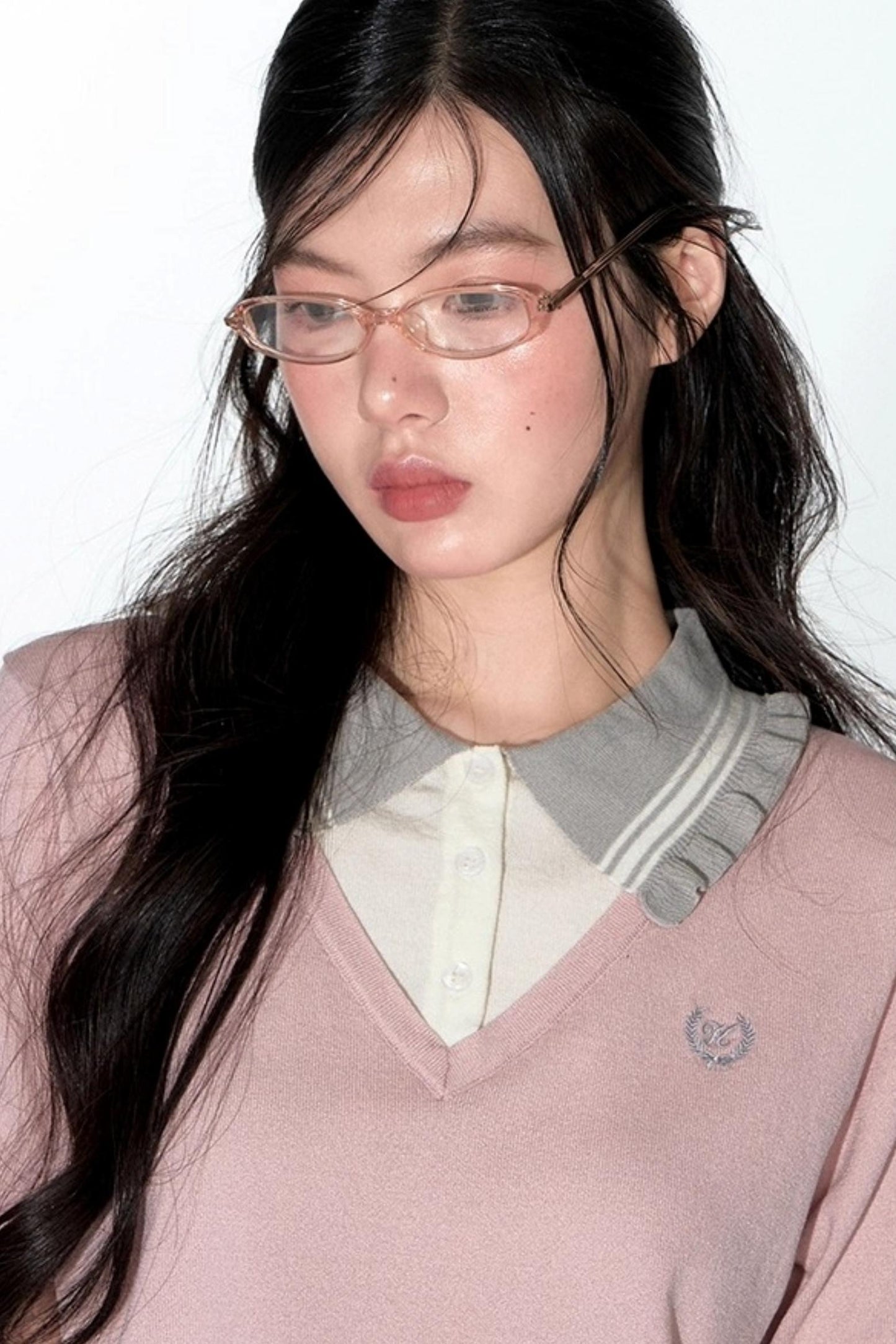 Preppy V-Neck Knit Top