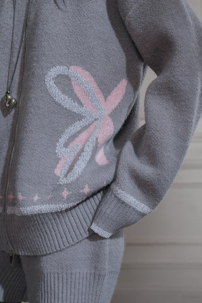 Cloud Gray Collar Knitwear Set