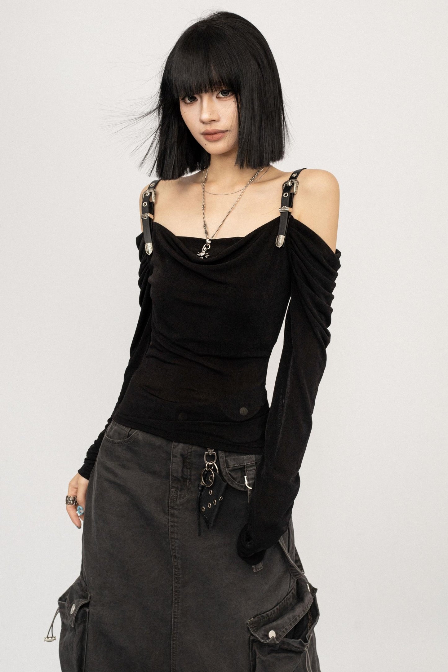 Swing Collar Mesh T-Shirt