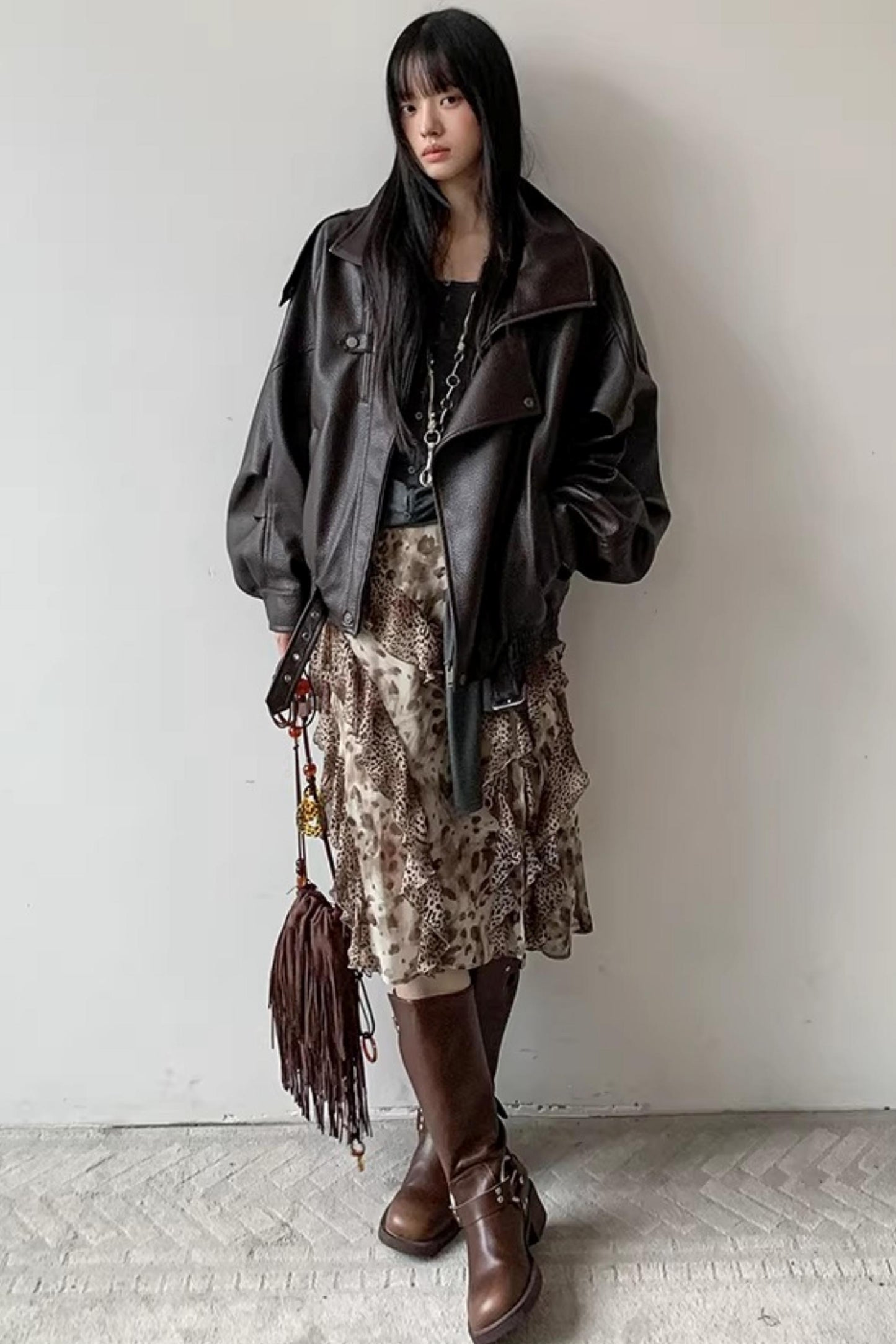 Leopard Print A-Line Skirt