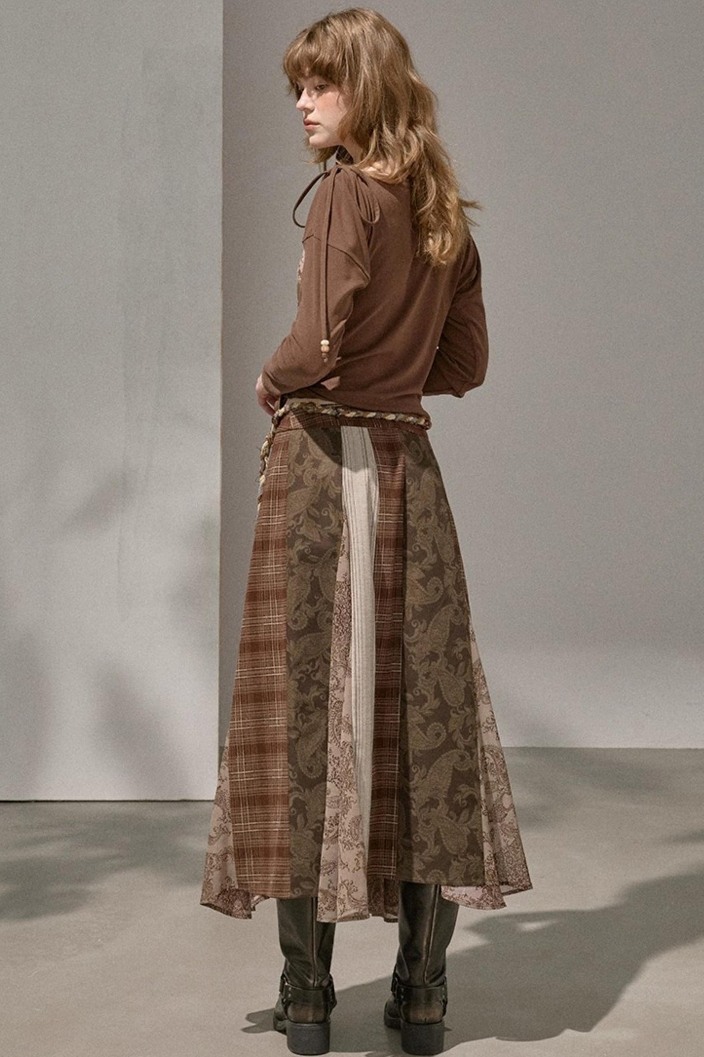 Vintage Floral Deconstructivism Midi Skirt