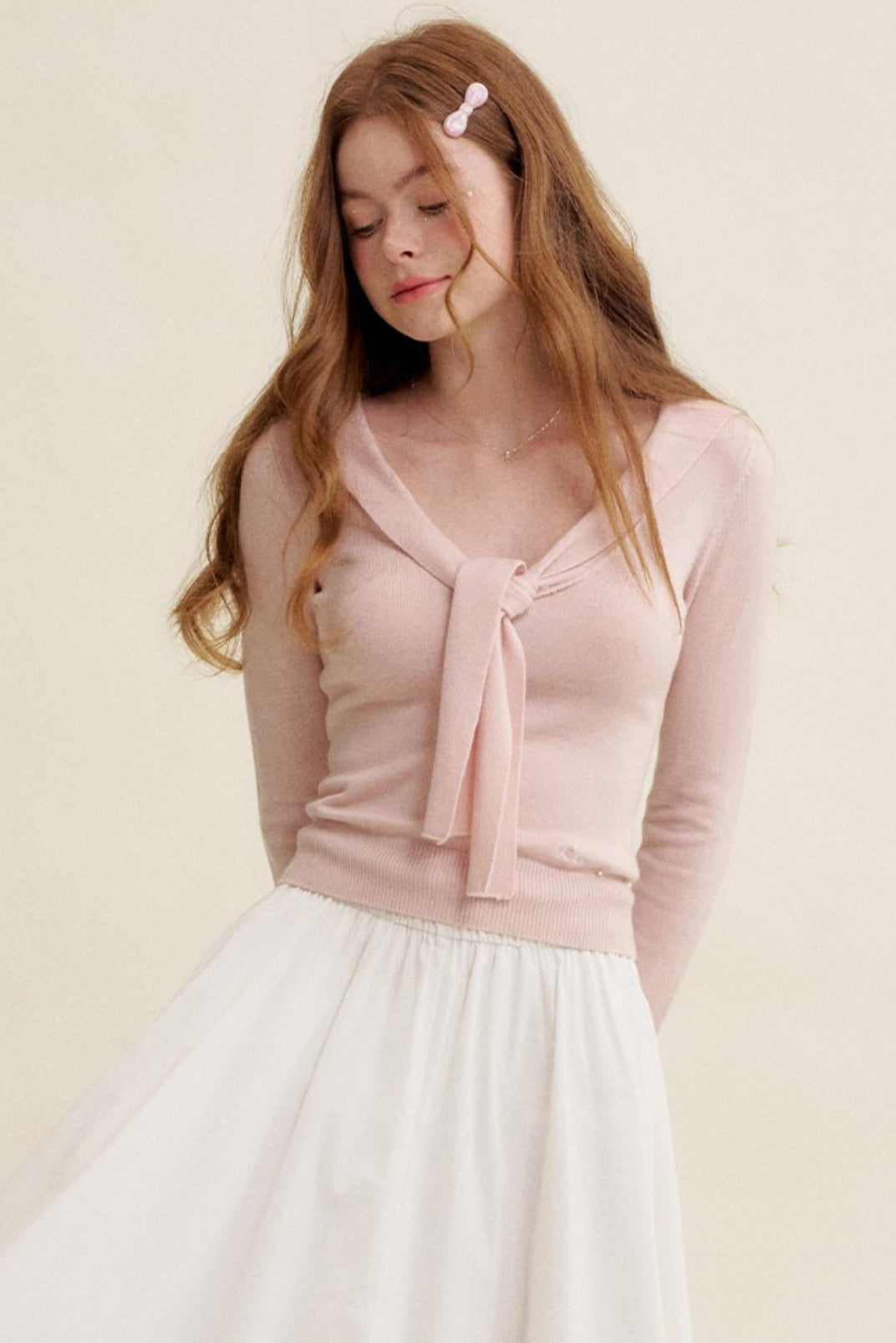 Romantic Navy Knit Shawl Top