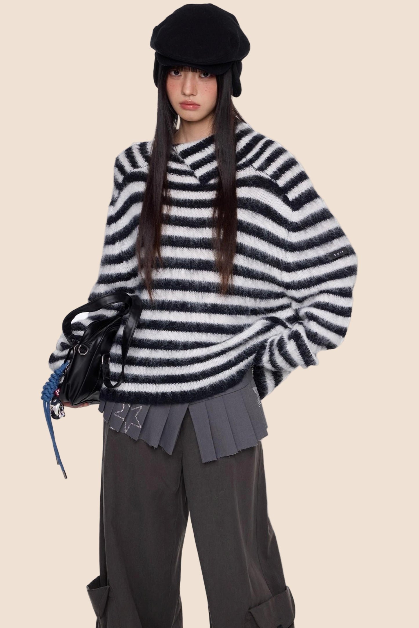 Irregular Lapel Knit Sweater