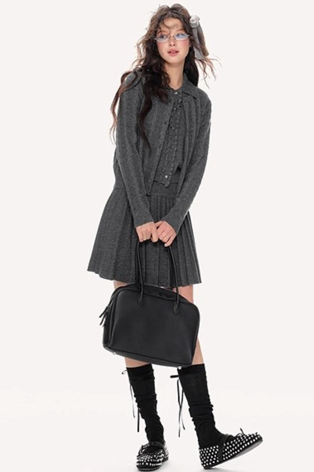 Fall Knitted Skirt Top Set-Up