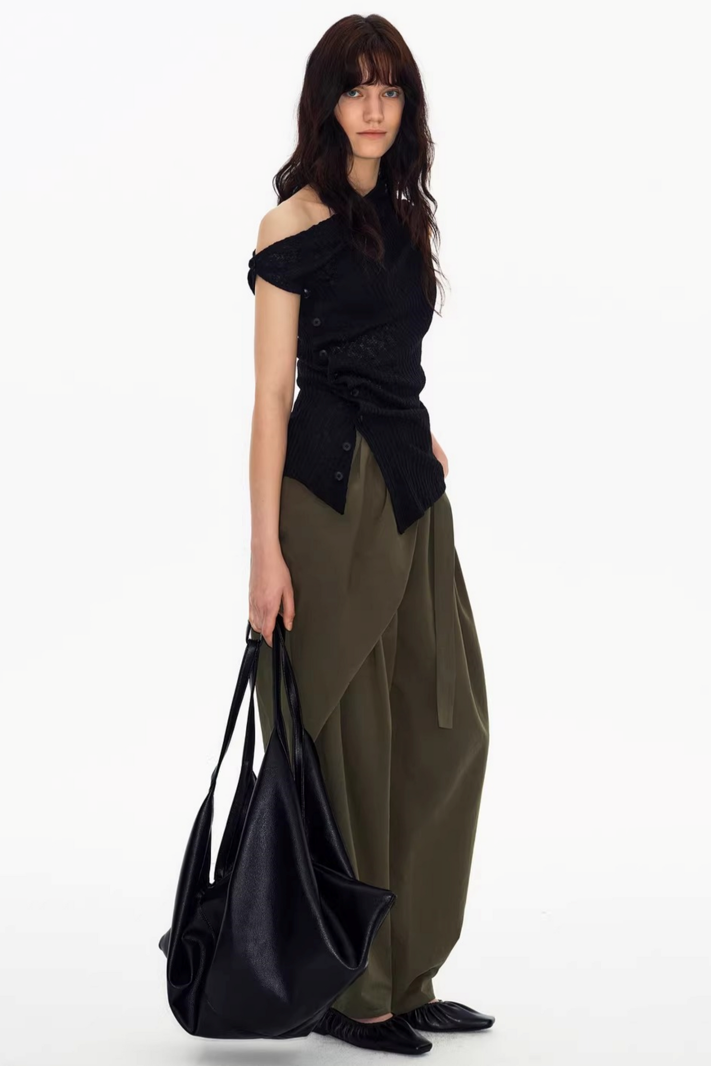 Deconstructed Knit One-Shoulder Vest