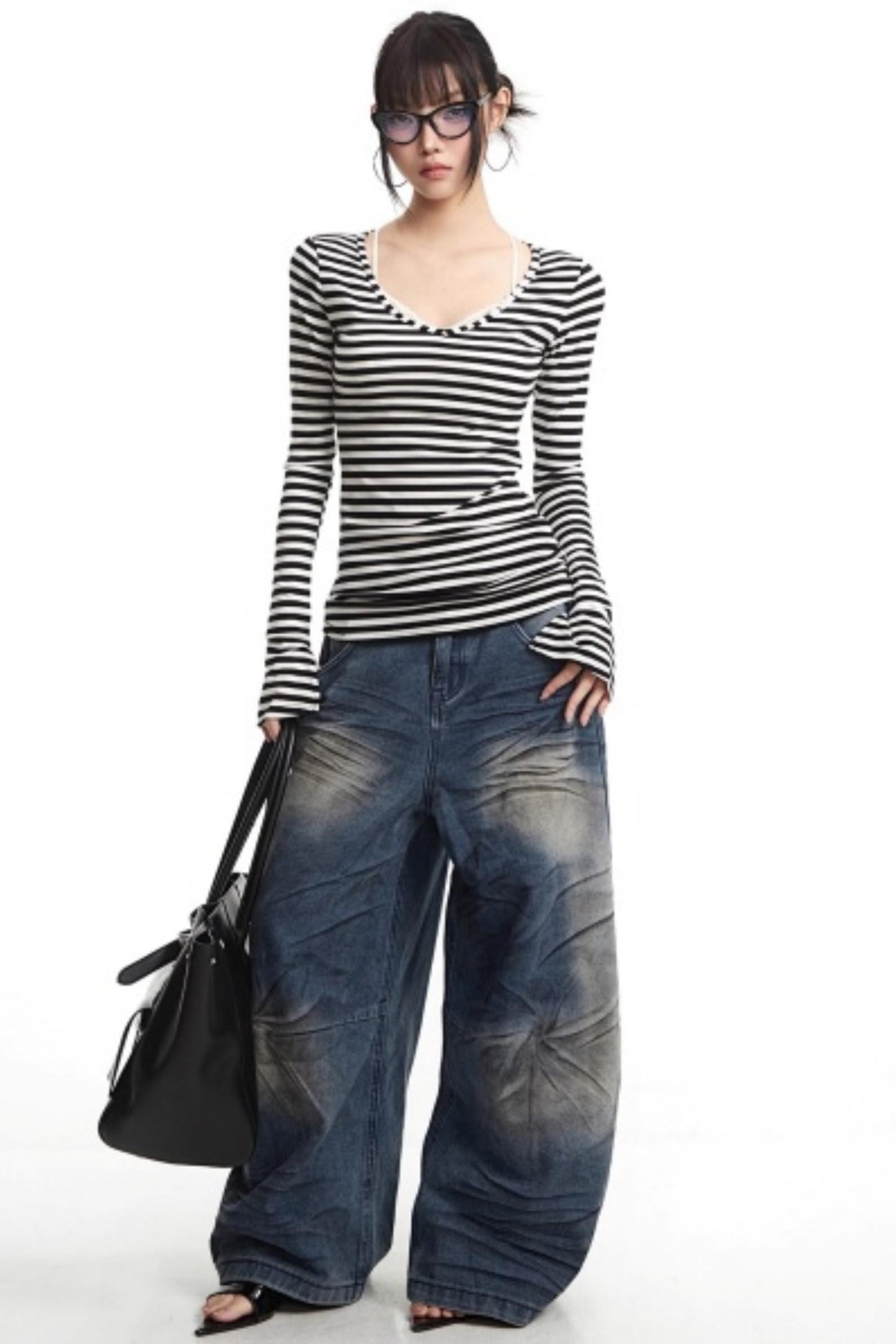 Lyocell Retro Striped Top Set-Up