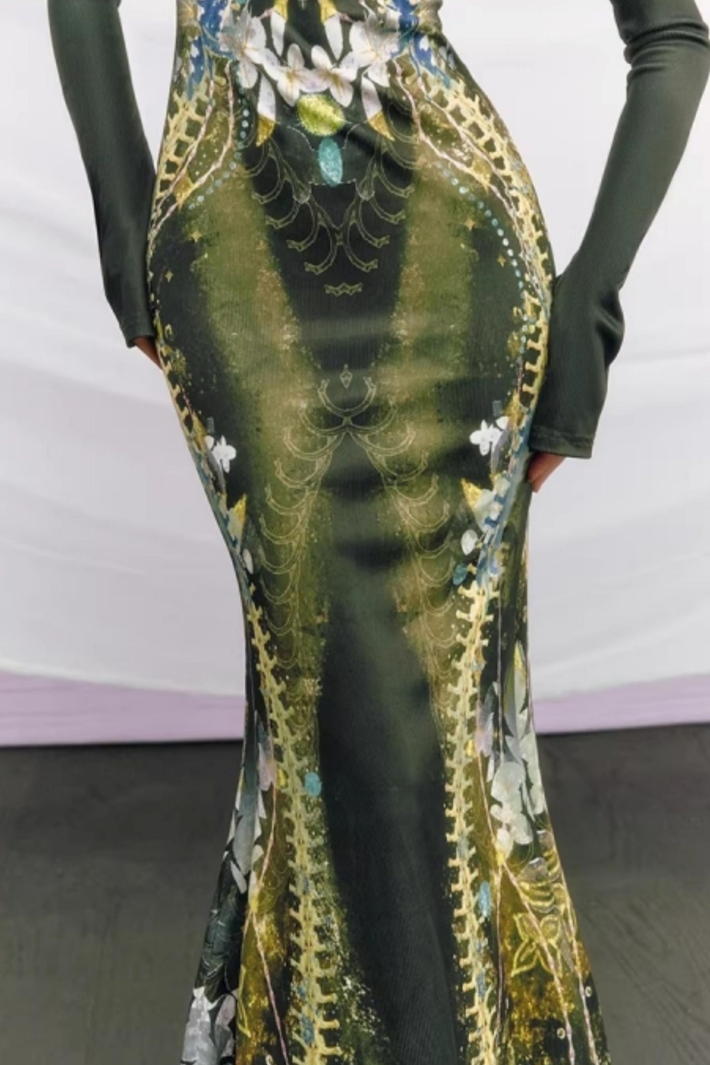 Bone Print Fishtail Dress