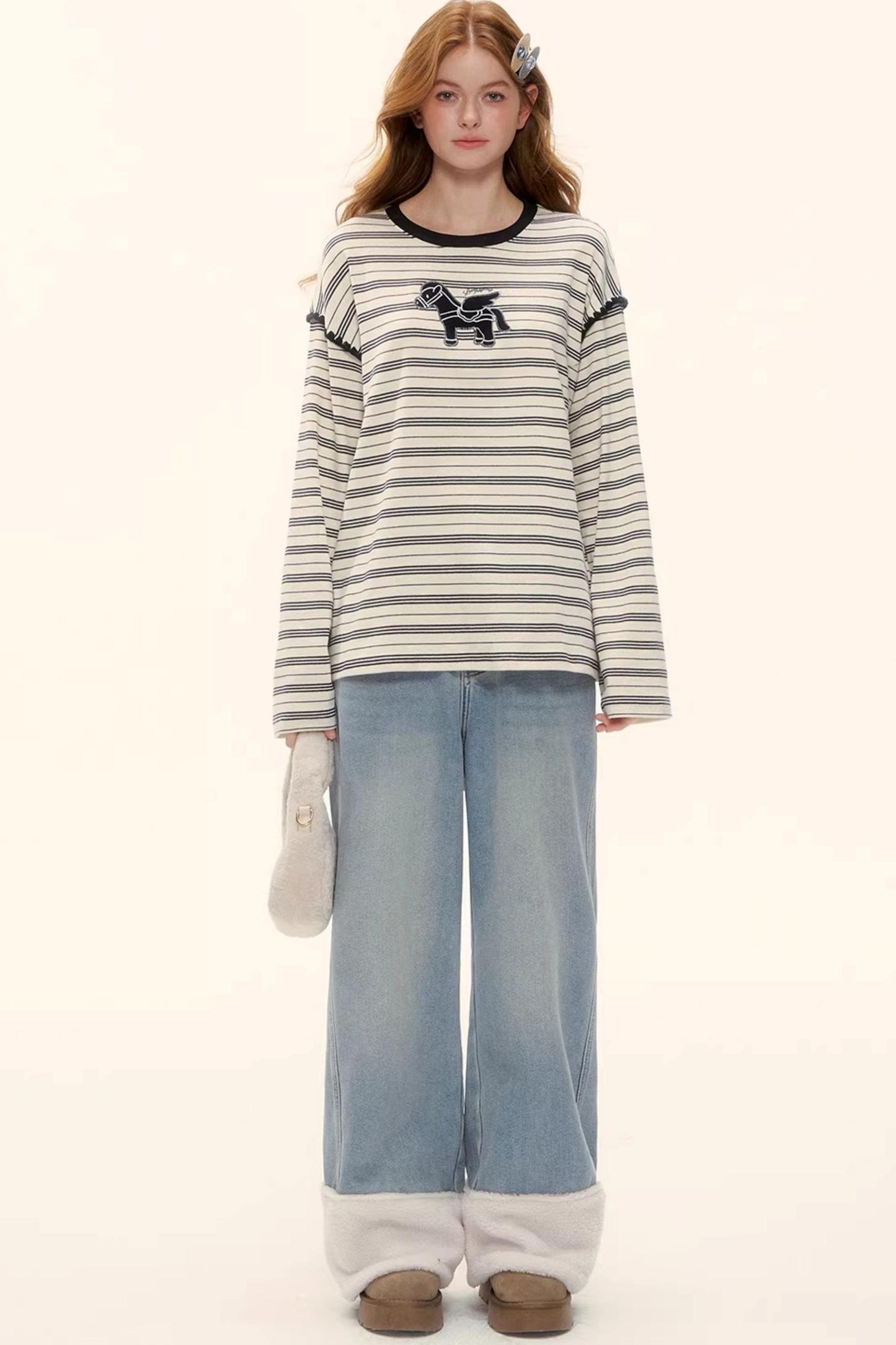 Striped Color-Blocked Crew Sweater