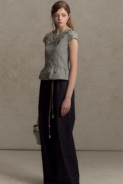 Summer Plaid Sleeve Top