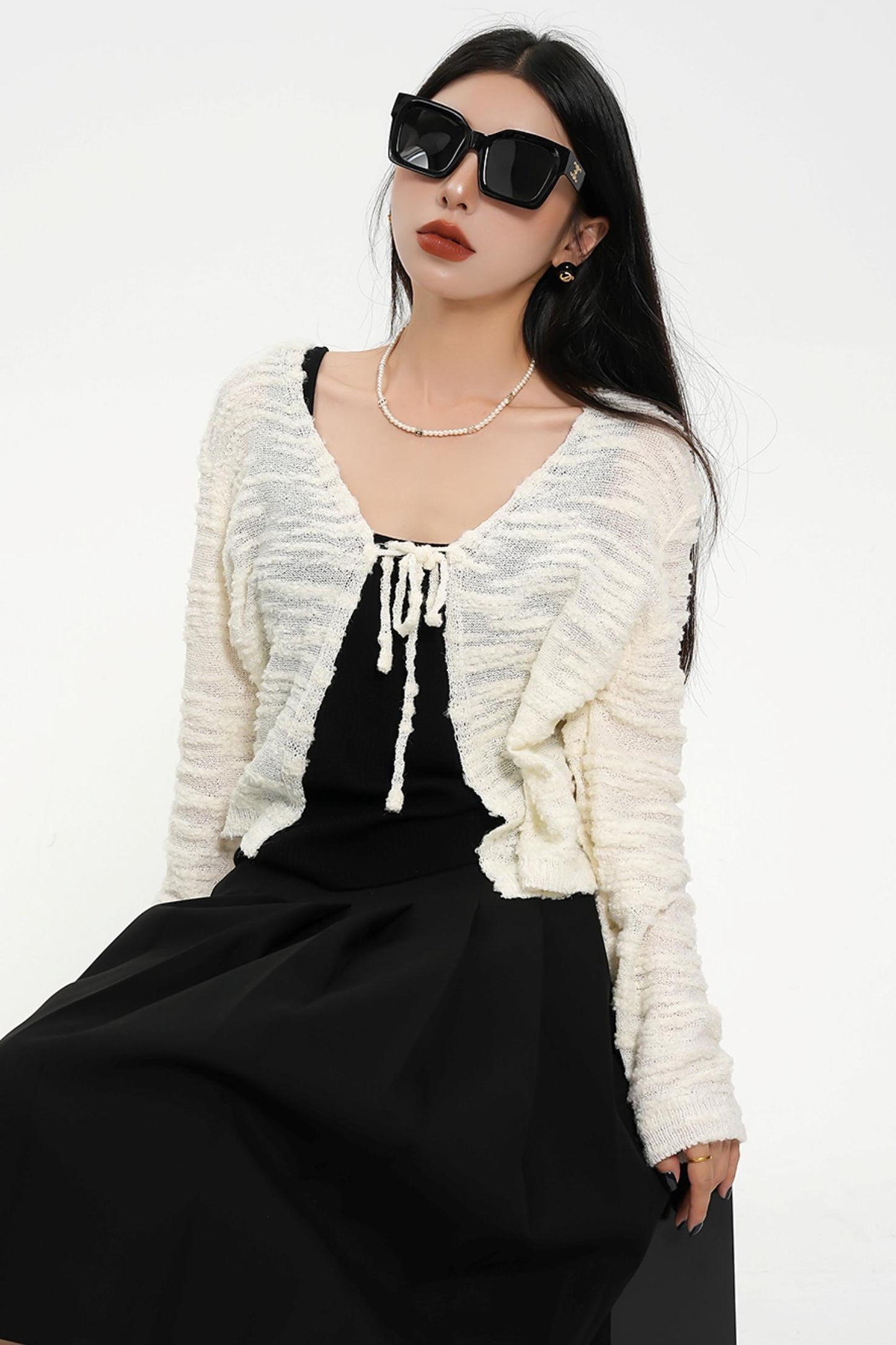 Niche Cropped Knit Cardigan