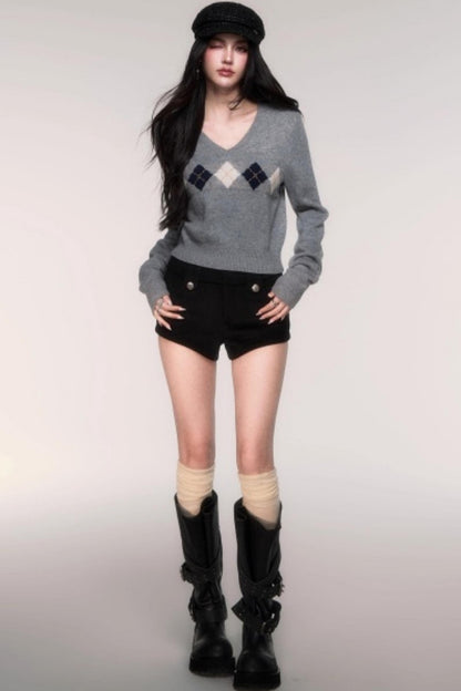 Collegiate Knit V-Neck Cardigan