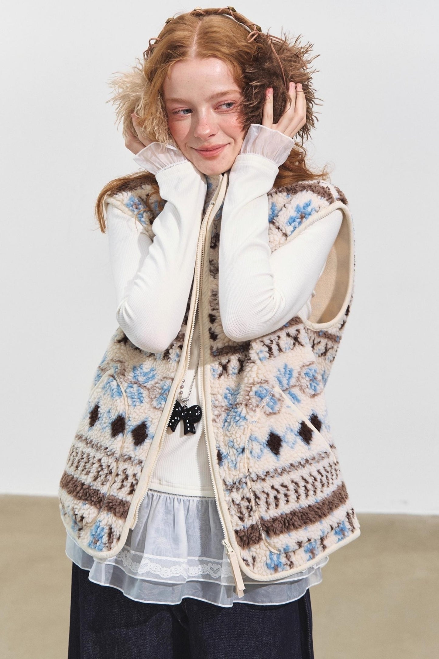 Fair Isle Jacquard Fleece Vest