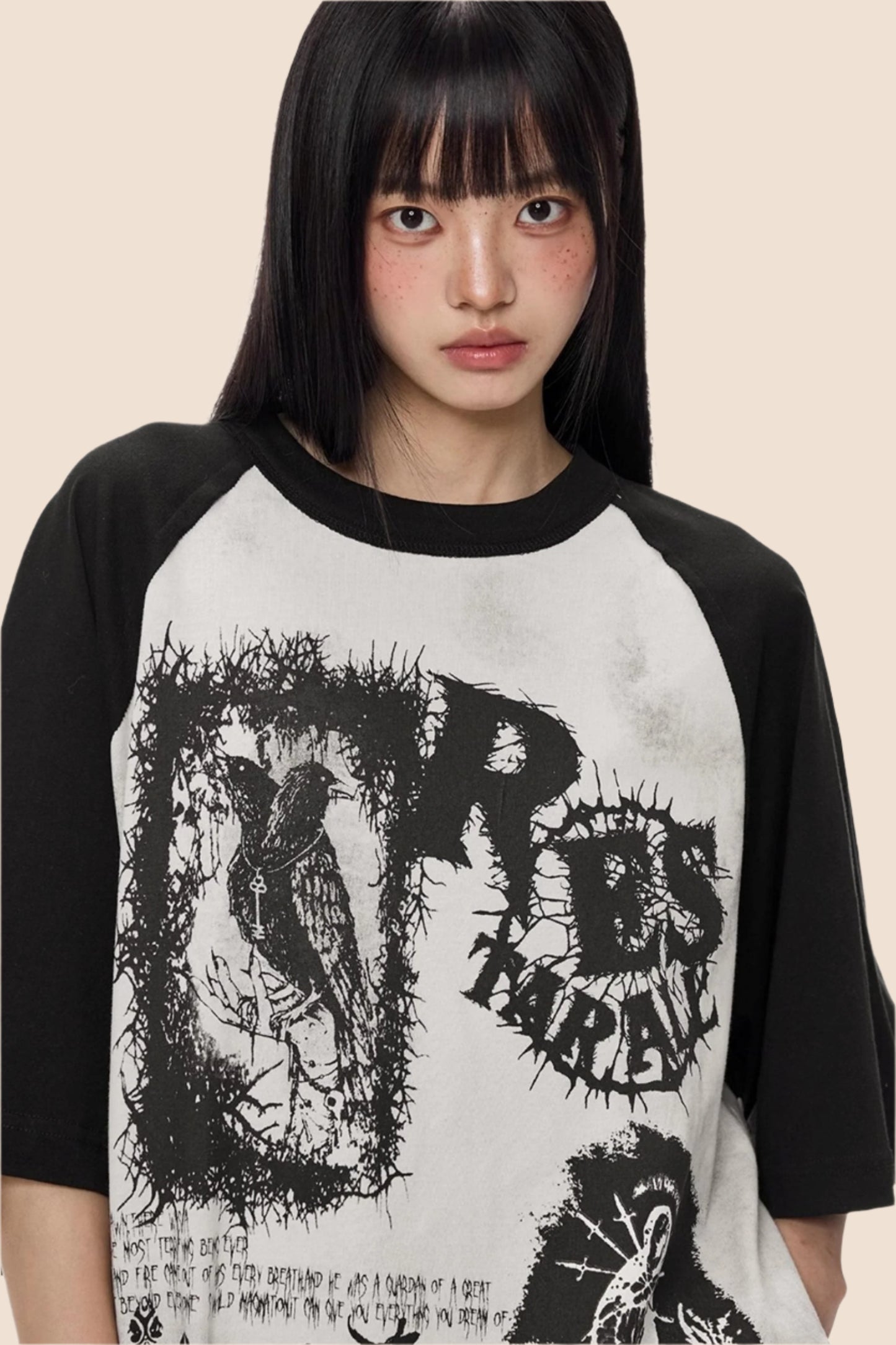 Street Black & White Graffiti Print Top