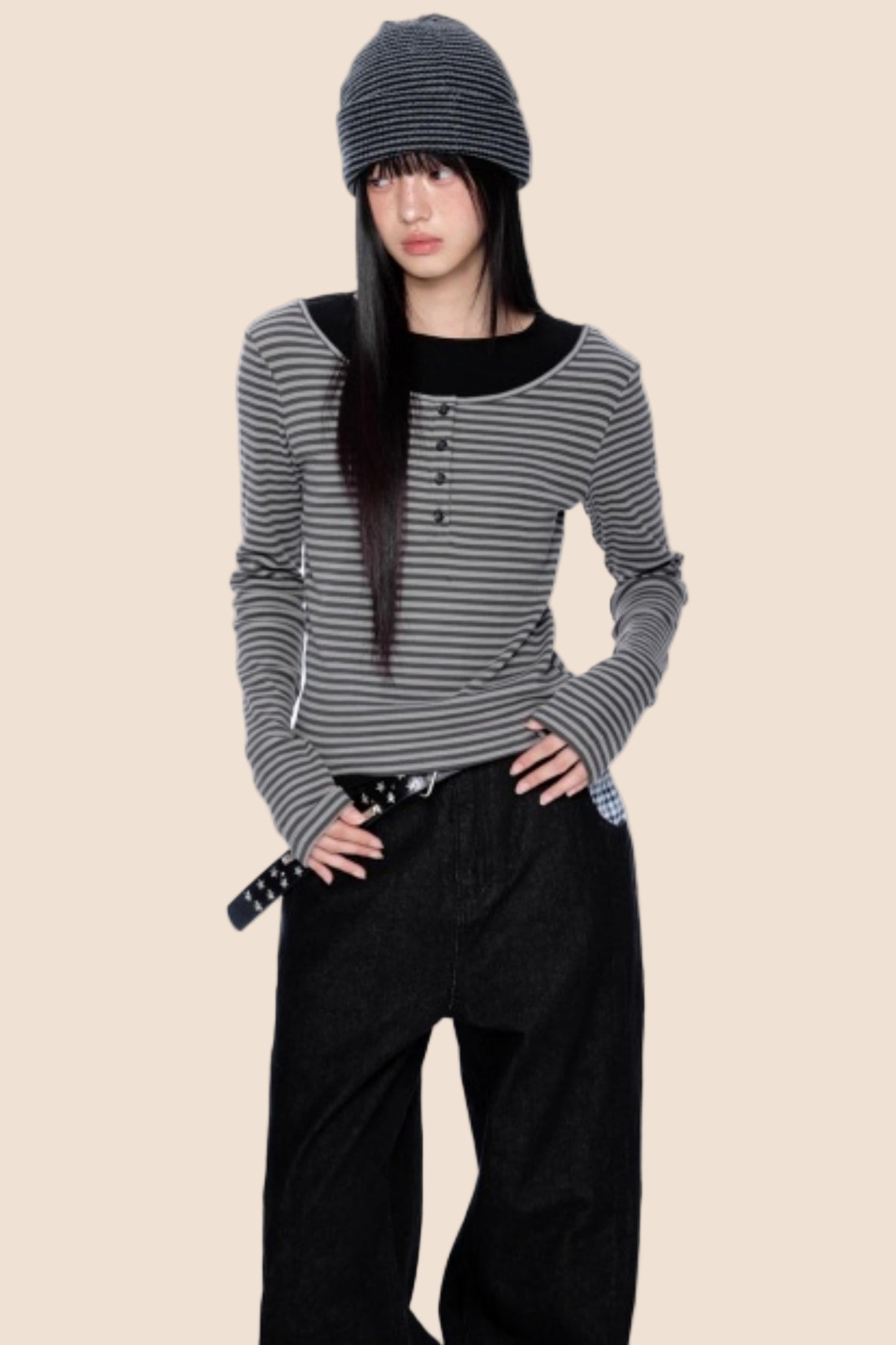 Striped Patchwork Knitted Top