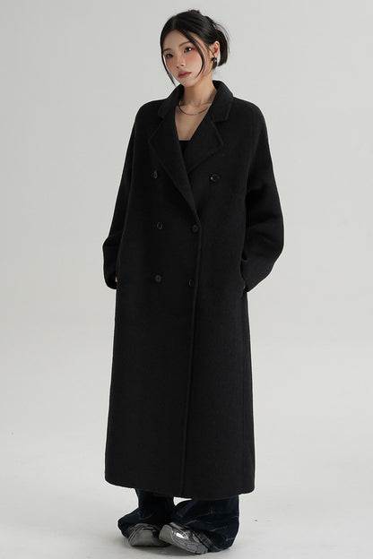 With Suit Collar Long Woolen Coat