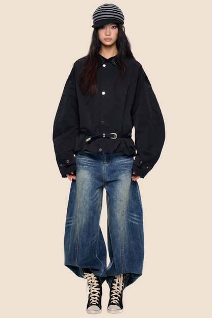 Leather Patchwork Embroidered Jacket