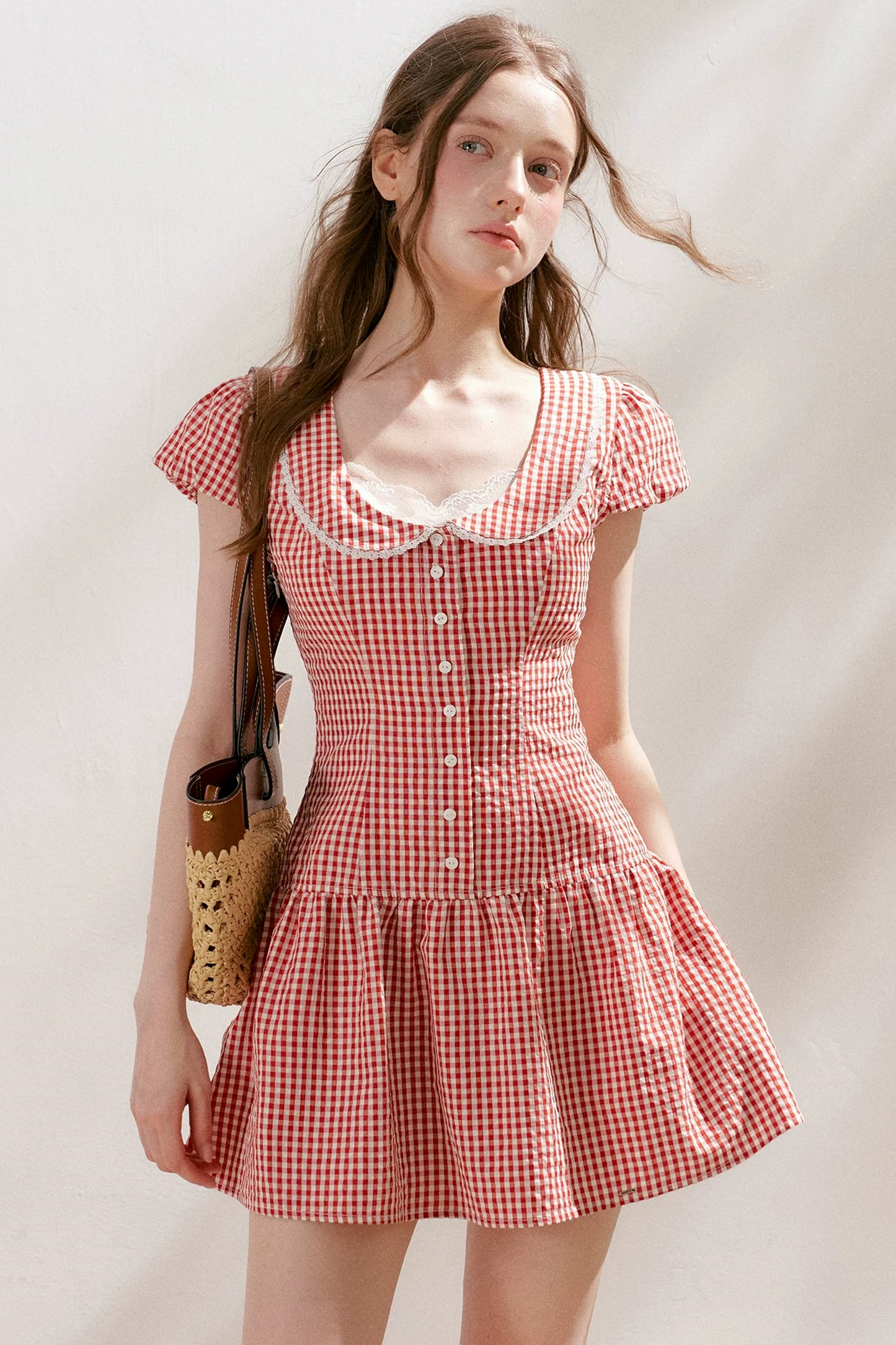 Lyocell French Lace Plaid Dress Set-Up