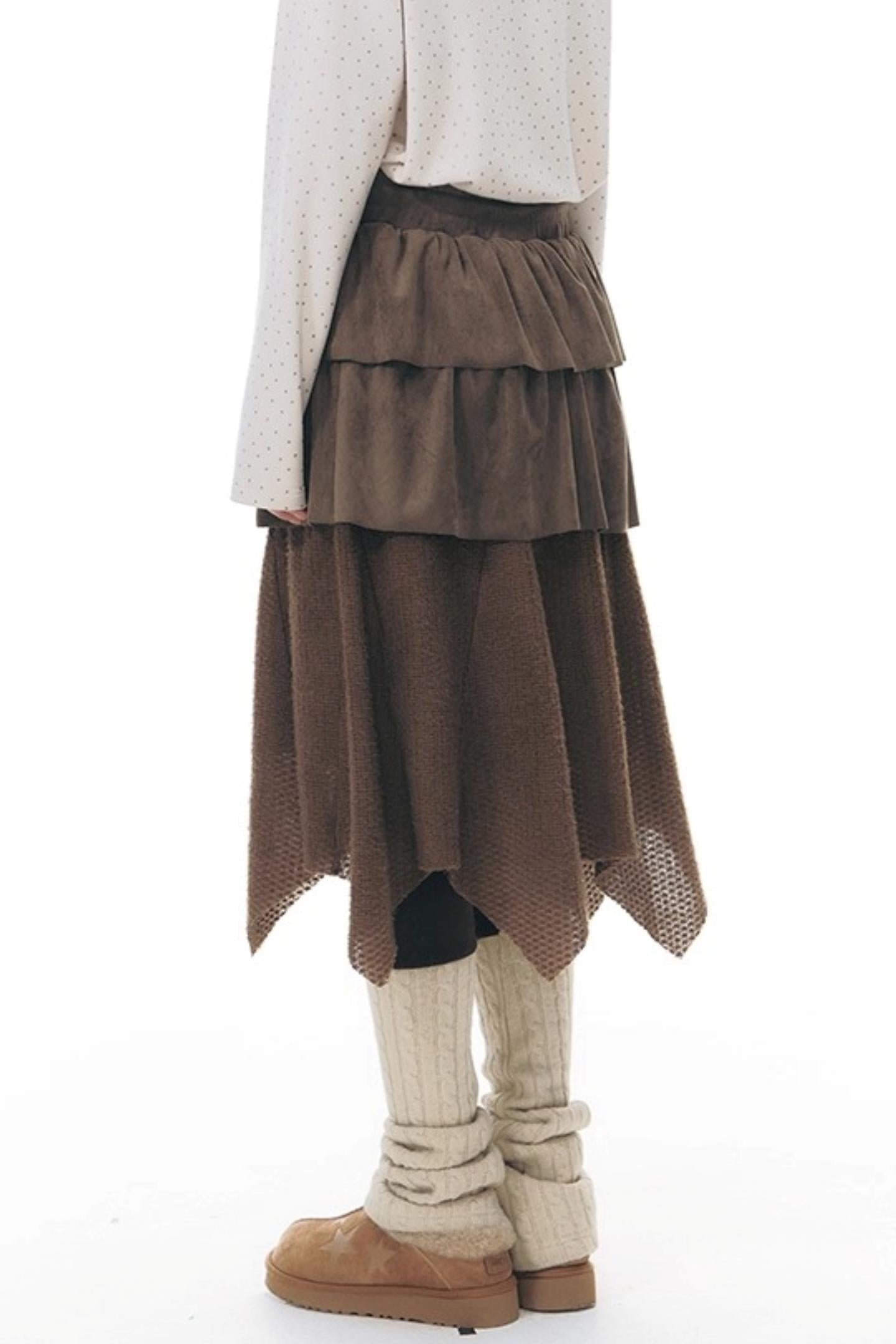 Patchwork Irregular Umbrella Skirt