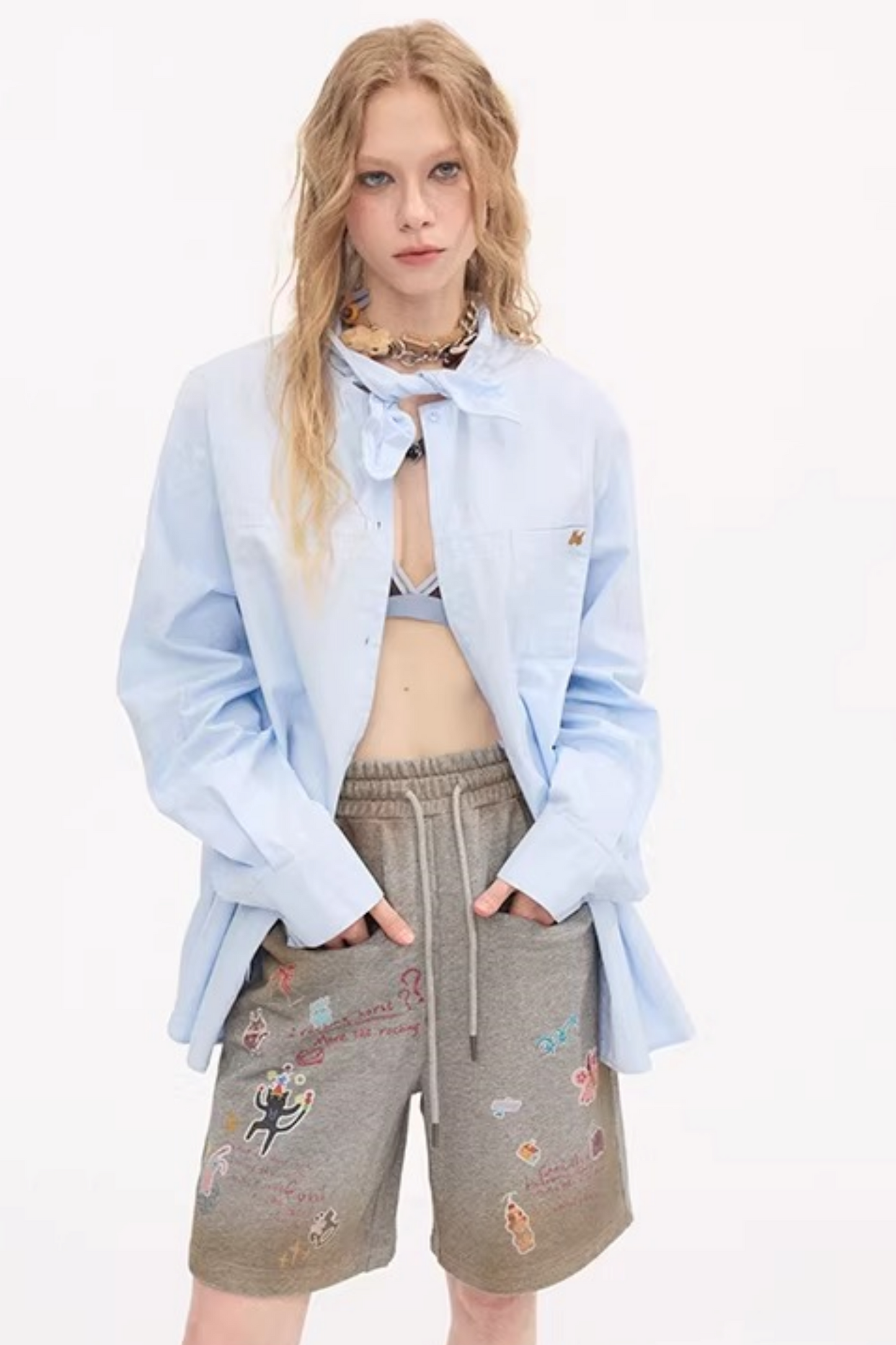 Cartoon Animal Distressed Pants