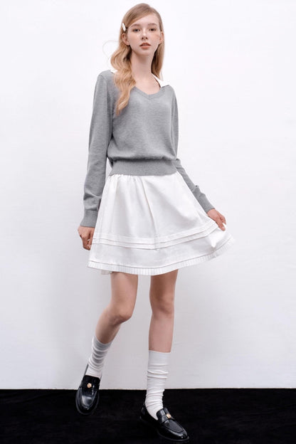 V-Neck Two-Piece Pullover Sweater