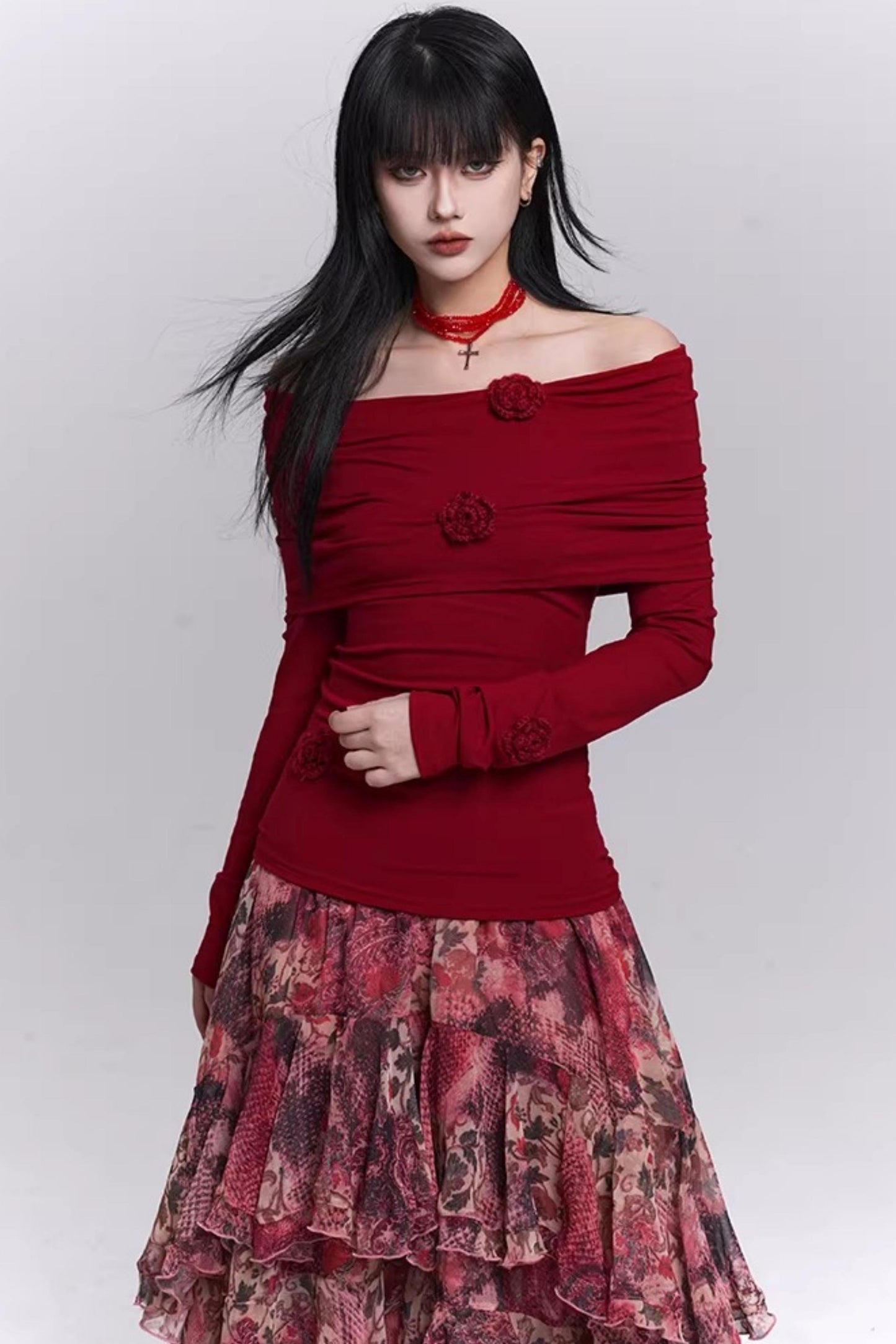 Stunning Red Off-Shoulder Top