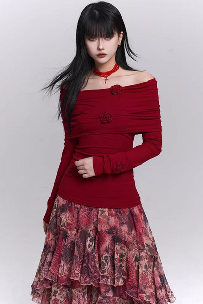 Stunning Red Off-Shoulder Top