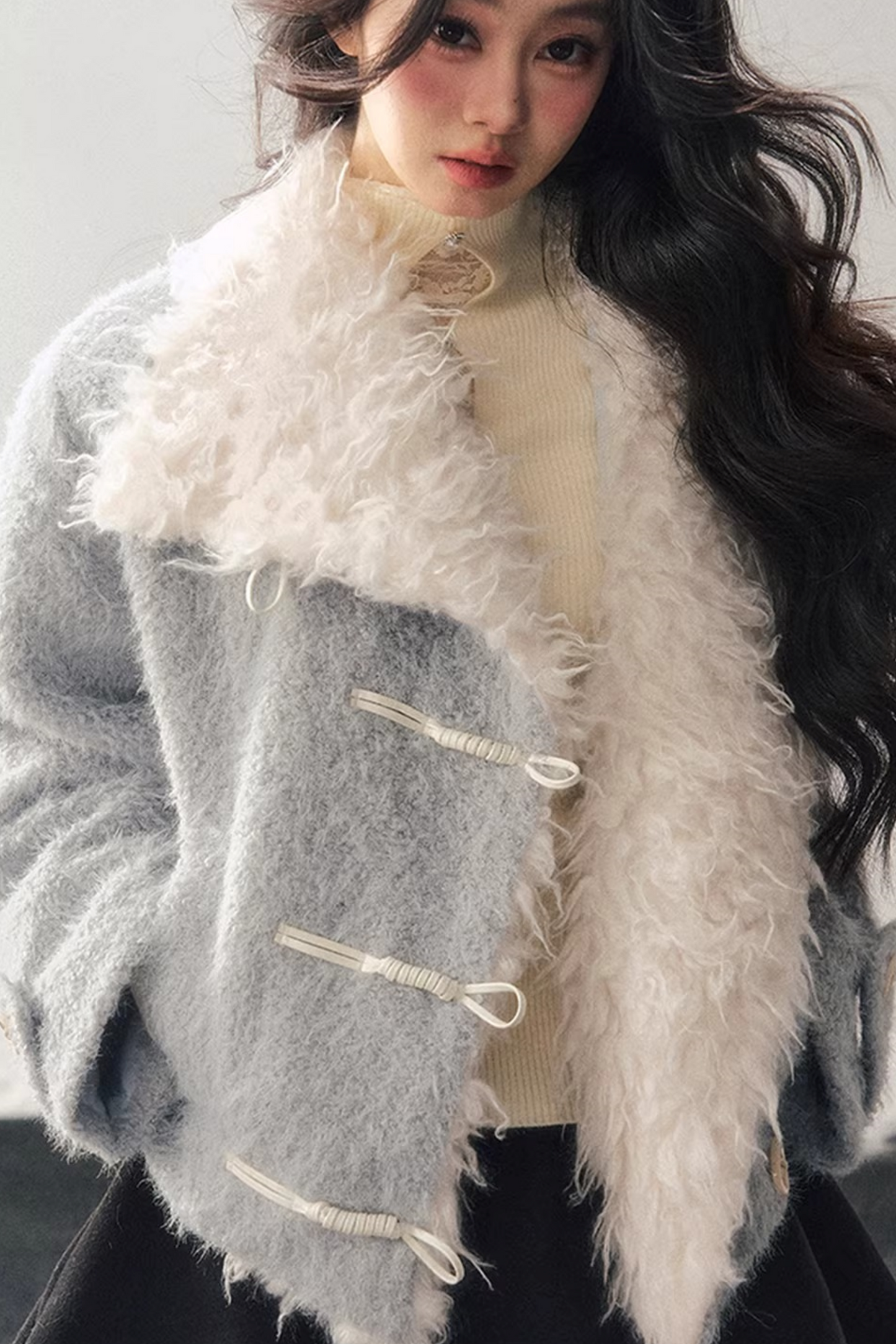 Quilted Faux Lamb Wool Jacket