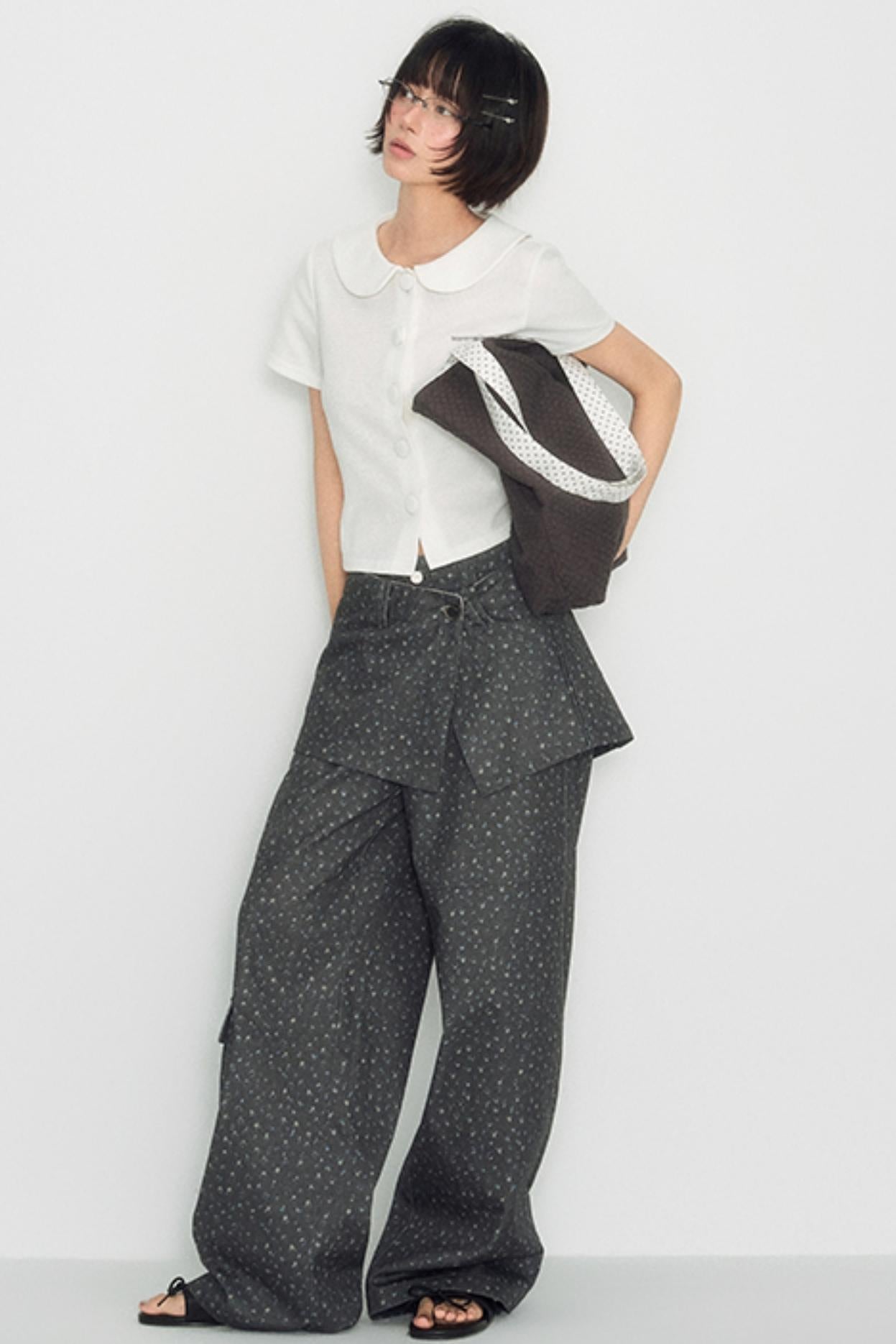 Vintage Polka Dot Canvas Shoulder Bag