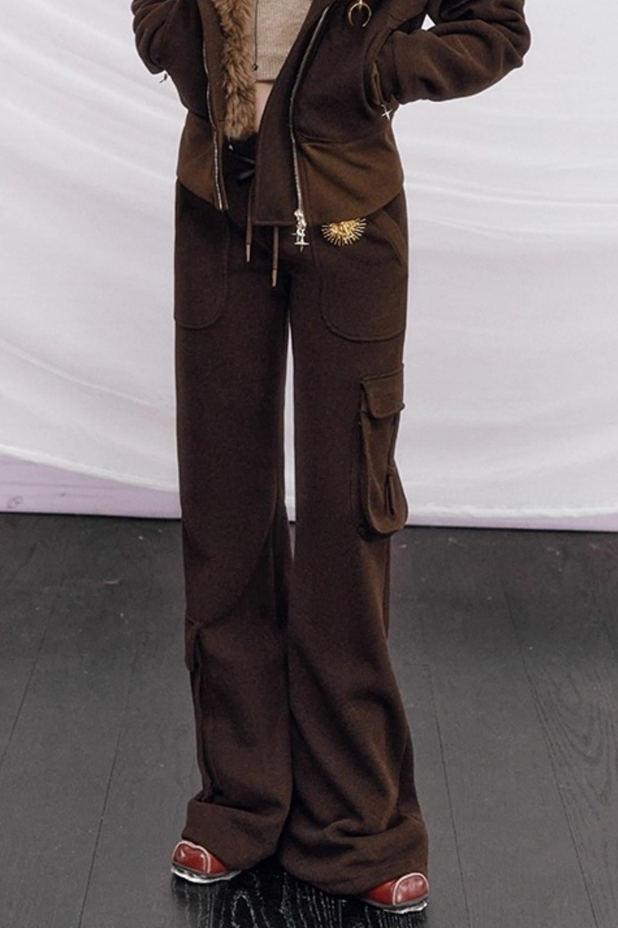 Knitted Hooded Diagonal Jacket Set-Up