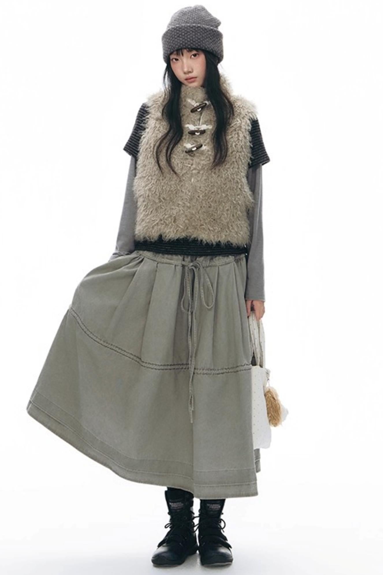 Elastic Cotton Dimensional Skirt