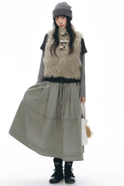 Elastic Cotton Dimensional Skirt