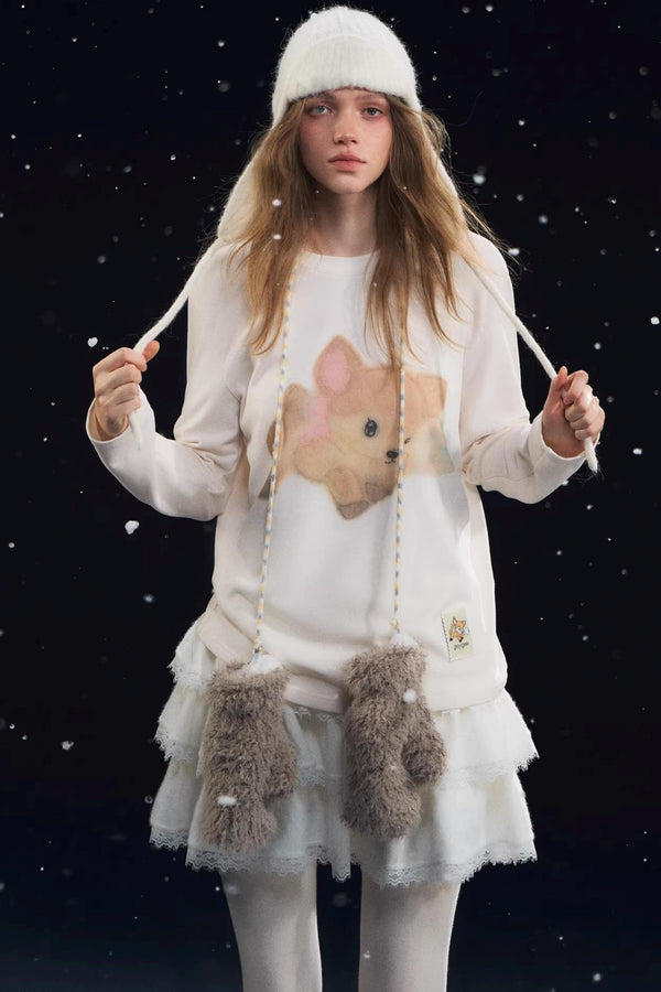 Little Deer Fluffy Blouse Top