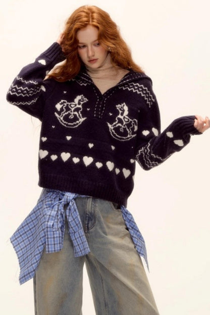 Retro Jacquard Knit Sweater