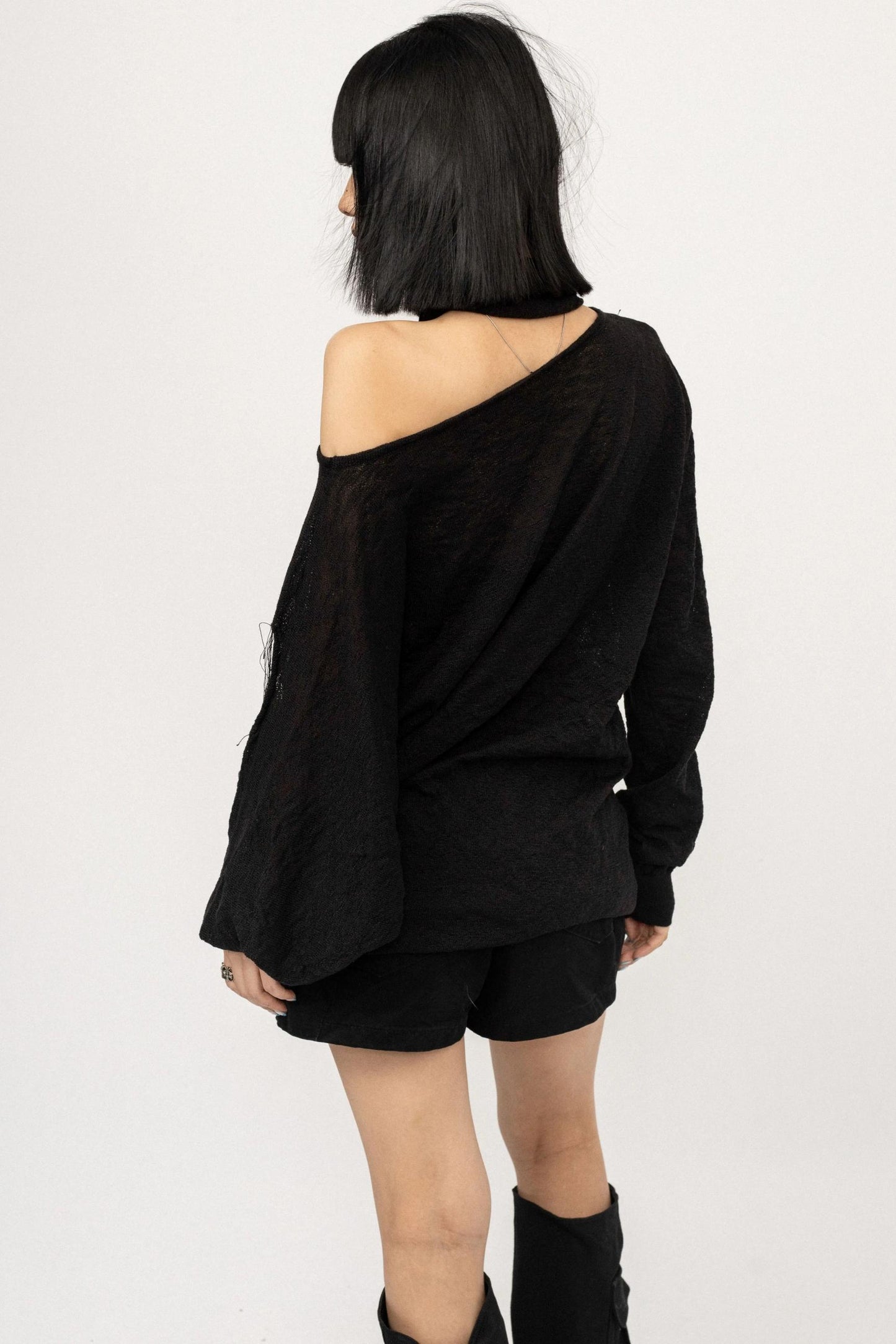 Slanted Black Sweater Top