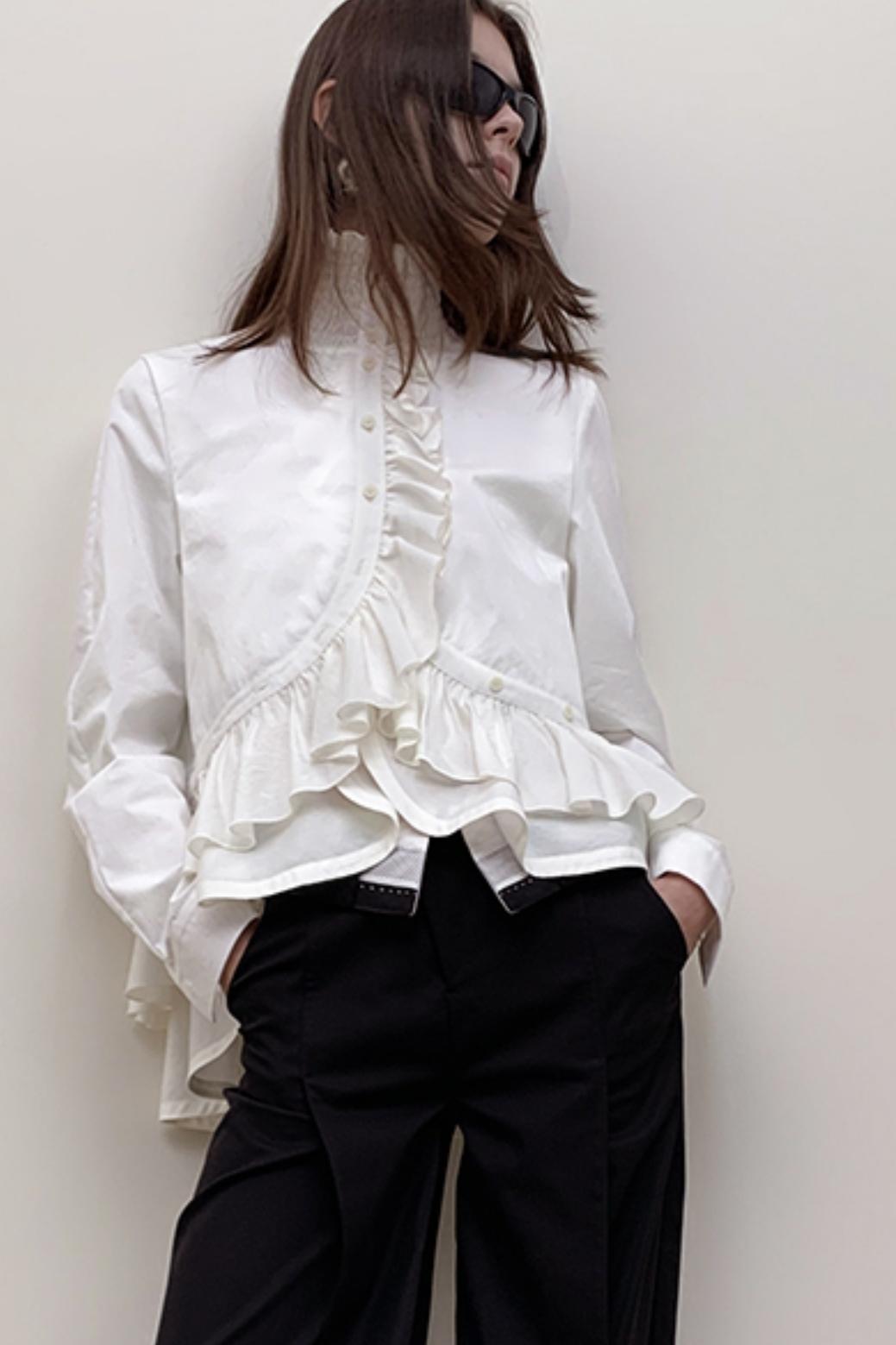 Irregular Ruffles Vintage Shirt