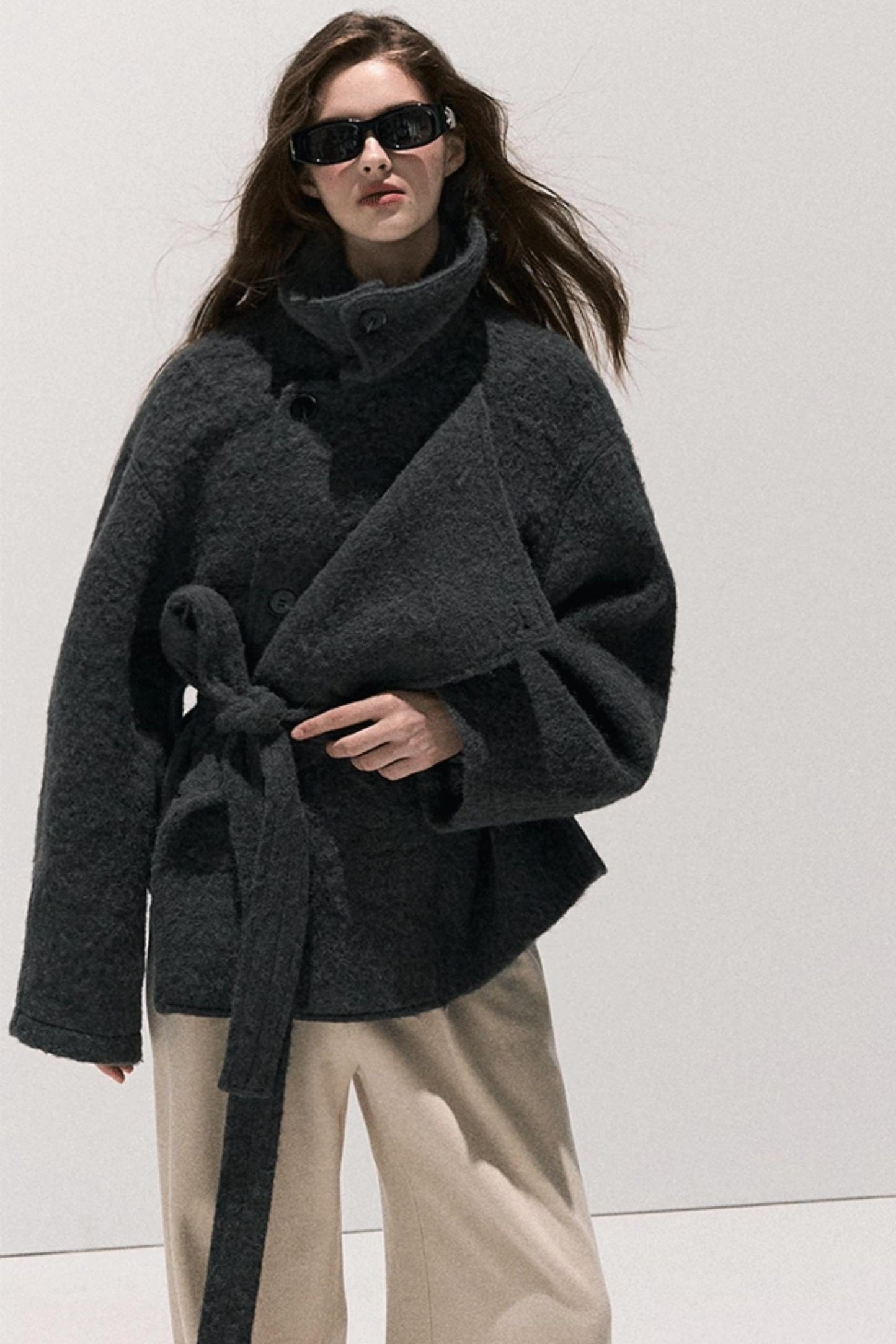 Basic Wool High-Waisted Wide-Leg Trousers