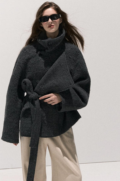 Basic Wool High-Waisted Wide-Leg Trousers