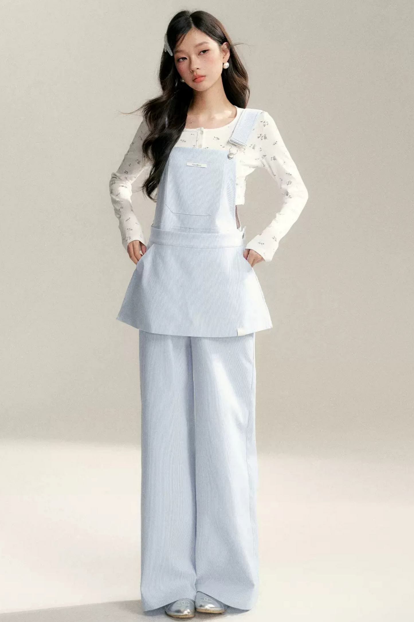 Striped Bib Jumpsuit Set