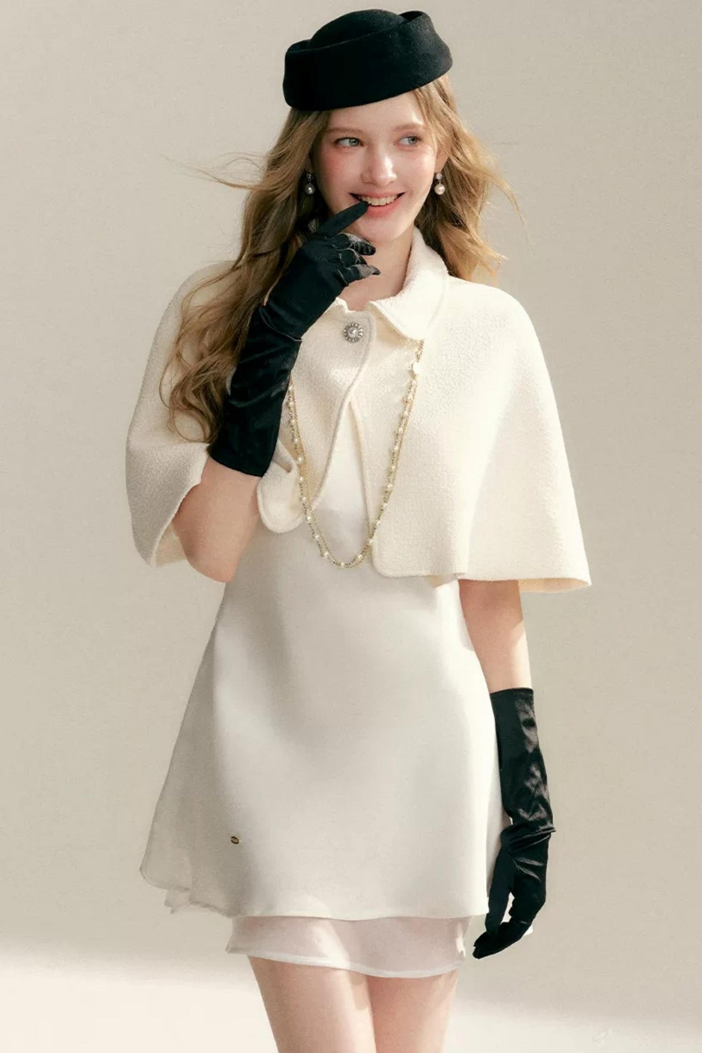 Acetate Halter Cape Dress Set-Up