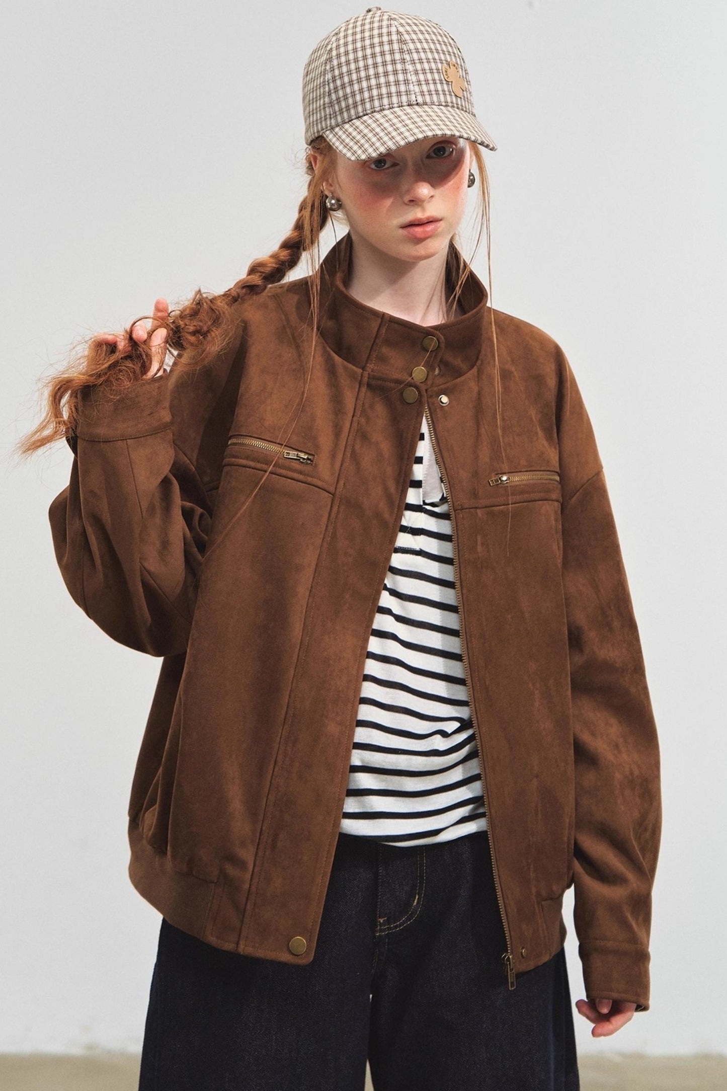 Lapel Suede Silhouette Jacket