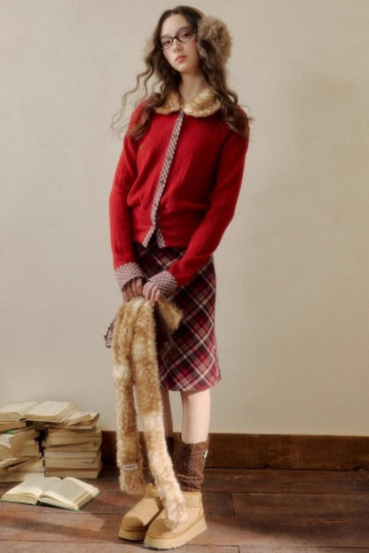 Retro Reindeer Plaid Sweater