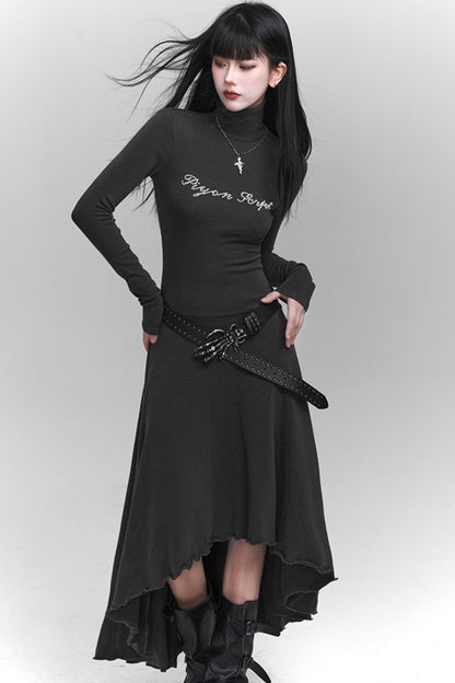 Elegant Gray Black Gothic Dress