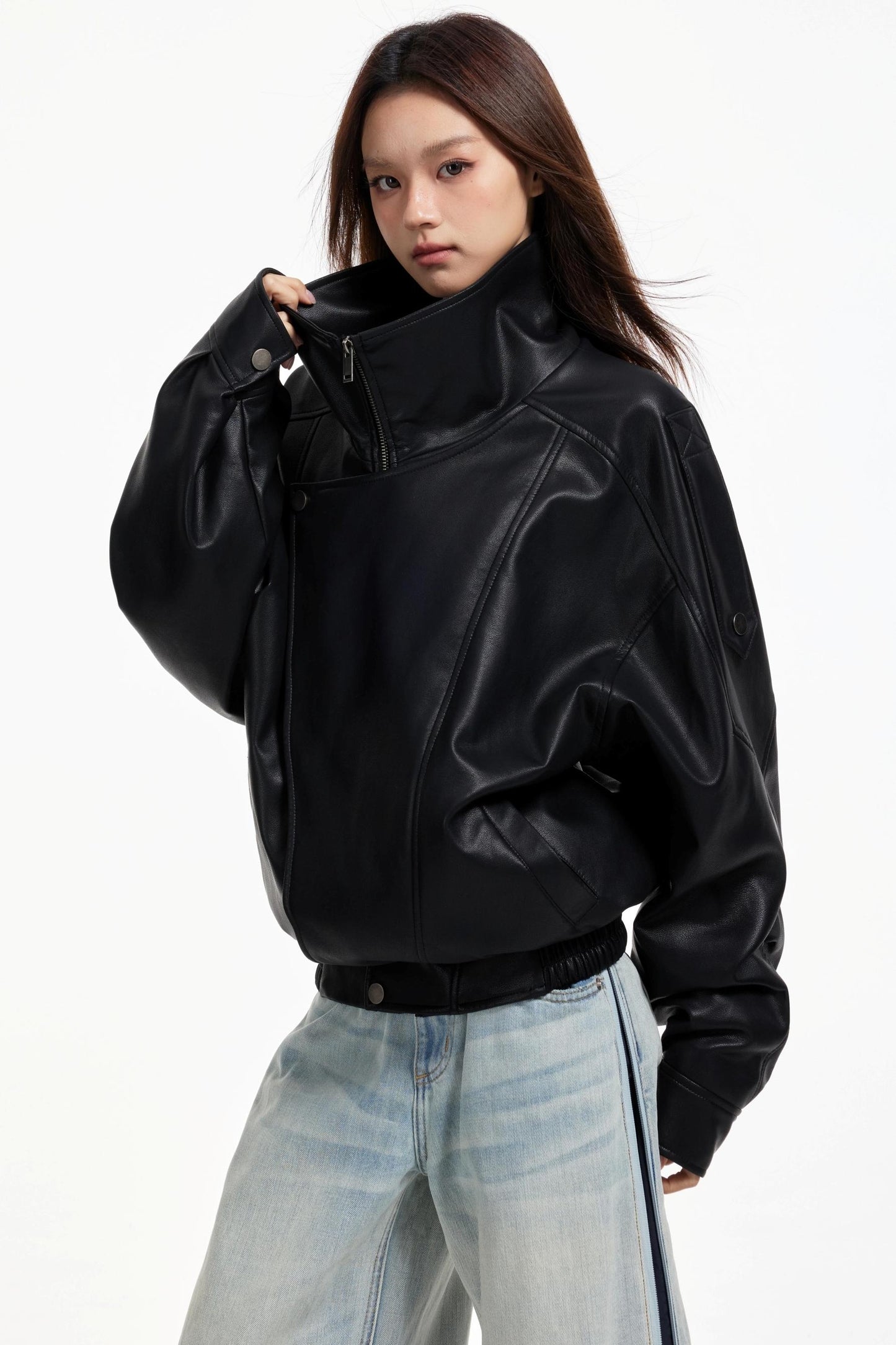 Leather Stand-Up Jacket