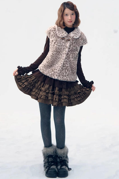 Leopard Print Faux Fur Jacket